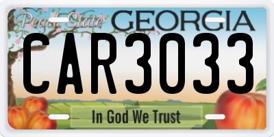 GA license plate CAR3033