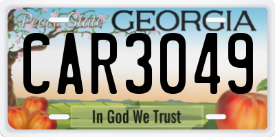 GA license plate CAR3049