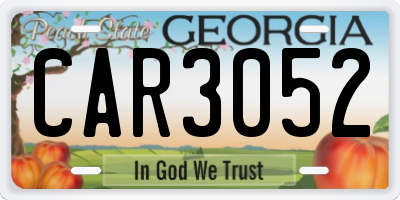 GA license plate CAR3052