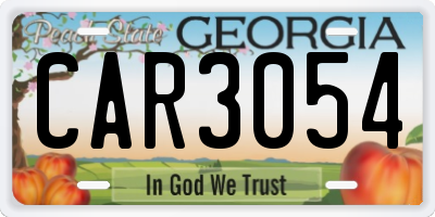 GA license plate CAR3054