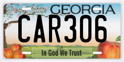 GA license plate CAR306