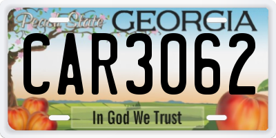 GA license plate CAR3062