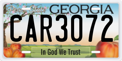 GA license plate CAR3072