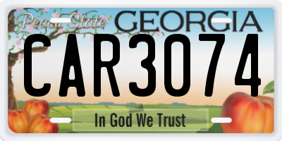 GA license plate CAR3074