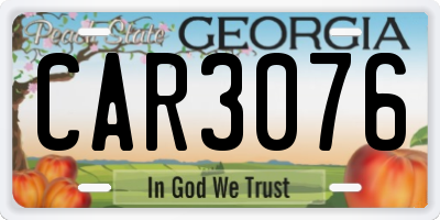 GA license plate CAR3076