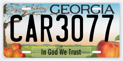 GA license plate CAR3077