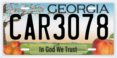 GA license plate CAR3078