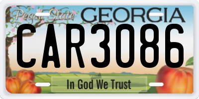 GA license plate CAR3086