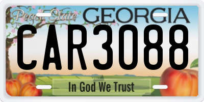 GA license plate CAR3088