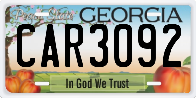 GA license plate CAR3092