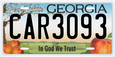 GA license plate CAR3093