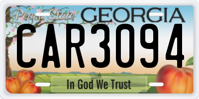 GA license plate CAR3094