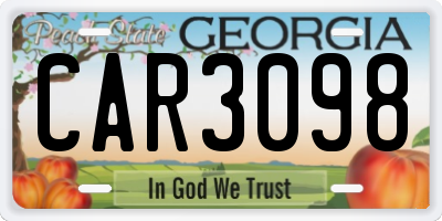 GA license plate CAR3098