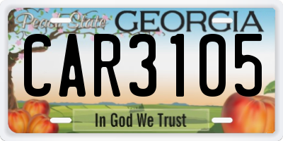 GA license plate CAR3105