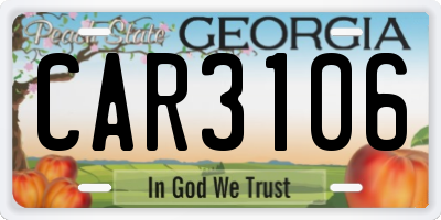 GA license plate CAR3106