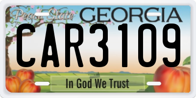 GA license plate CAR3109