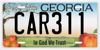 GA license plate CAR311