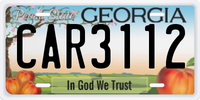 GA license plate CAR3112