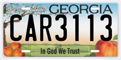 GA license plate CAR3113