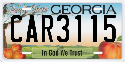 GA license plate CAR3115