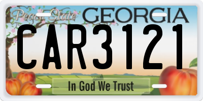 GA license plate CAR3121