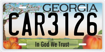 GA license plate CAR3126