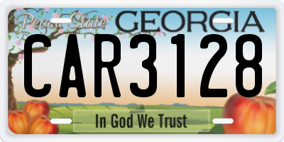 GA license plate CAR3128