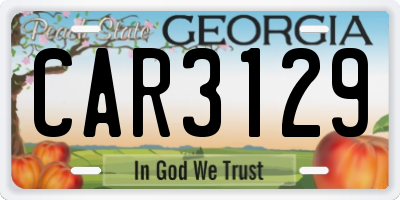 GA license plate CAR3129