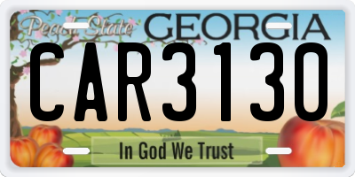 GA license plate CAR3130