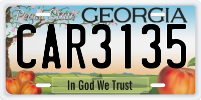 GA license plate CAR3135