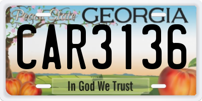 GA license plate CAR3136