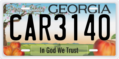 GA license plate CAR3140