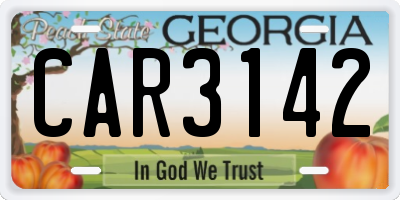 GA license plate CAR3142