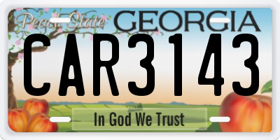 GA license plate CAR3143