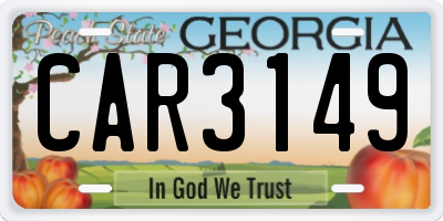 GA license plate CAR3149