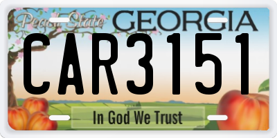 GA license plate CAR3151