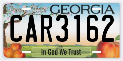 GA license plate CAR3162