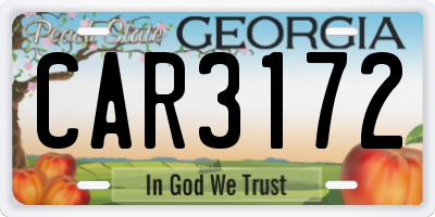 GA license plate CAR3172