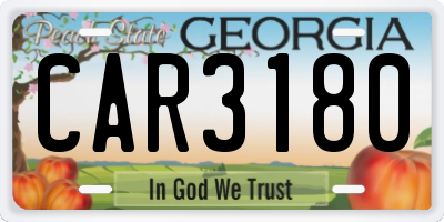 GA license plate CAR3180