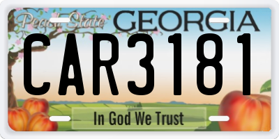 GA license plate CAR3181