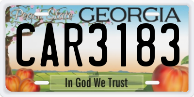 GA license plate CAR3183