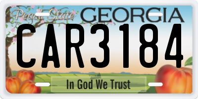 GA license plate CAR3184