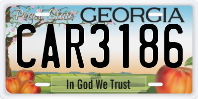 GA license plate CAR3186