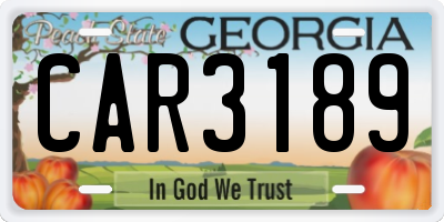 GA license plate CAR3189