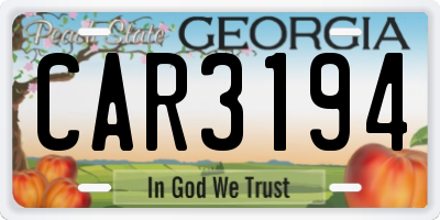 GA license plate CAR3194