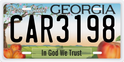 GA license plate CAR3198