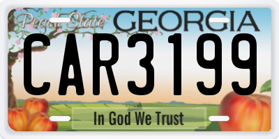 GA license plate CAR3199