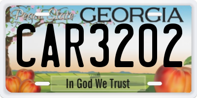 GA license plate CAR3202