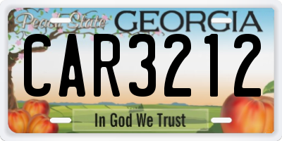 GA license plate CAR3212