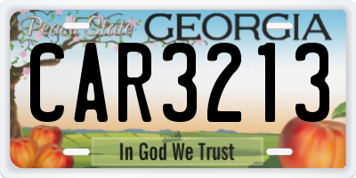 GA license plate CAR3213